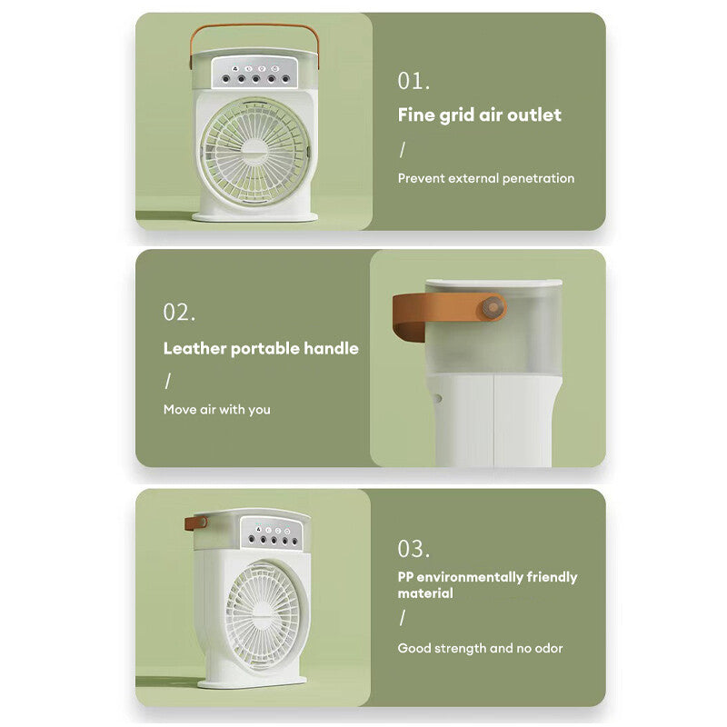 Portable USB Misting Air Cooler Fan – 5‑Spray Adjustable, 600 mL Tank & 7‑Color