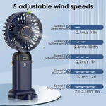 USB Rechargeable Foldable Handheld & Neck Fan – 5‑Speed Mini Air Cooler