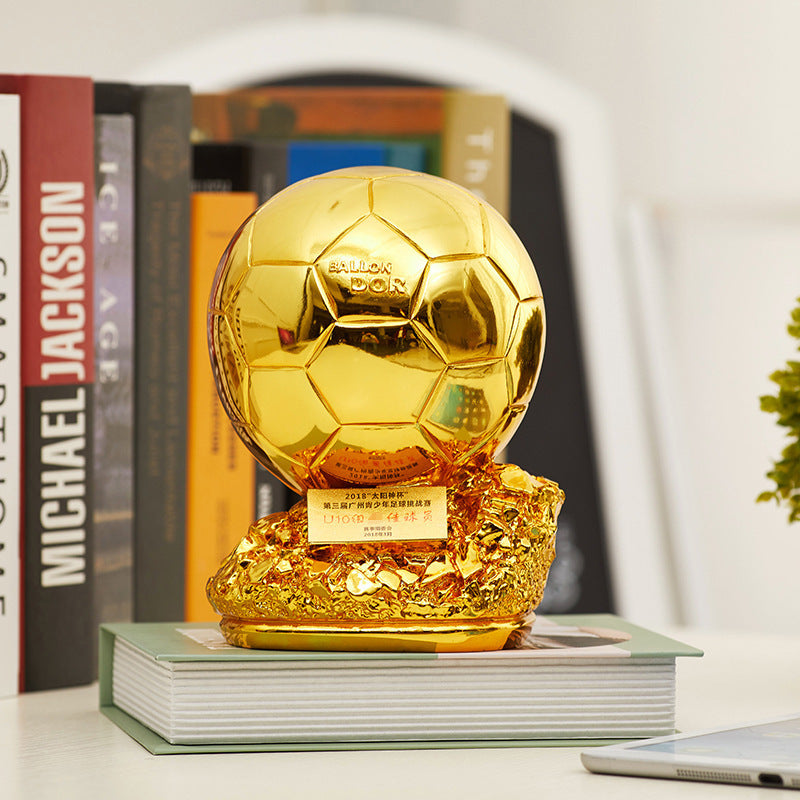 Golden Soccer Ball Trophy Replica – Player Award Model, Resin