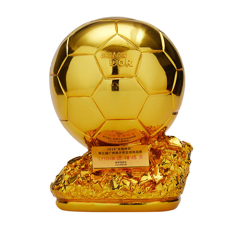 Golden Soccer Ball Trophy Replica – Player Award Model, Resin