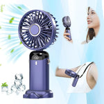 USB Rechargeable Foldable Handheld & Neck Fan – 5‑Speed Mini Air Cooler