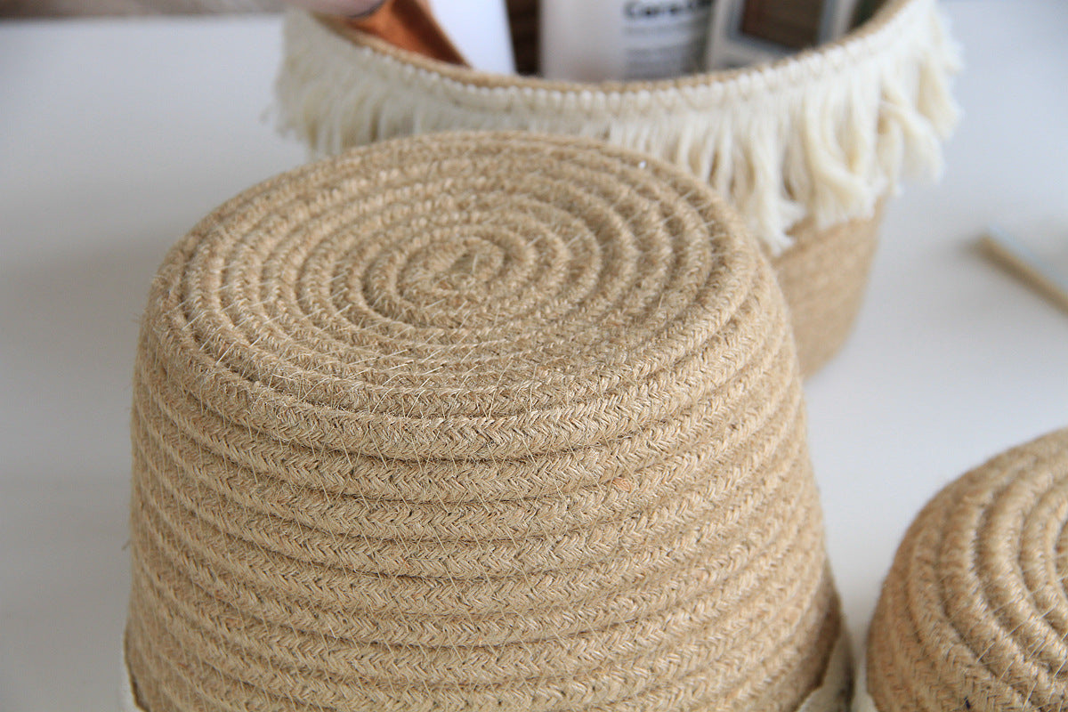 Eco-Friendly Jute Storage Basket for Cosmetics & Home Decor