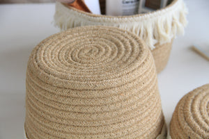 Eco-Friendly Jute Storage Basket for Cosmetics & Home Decor