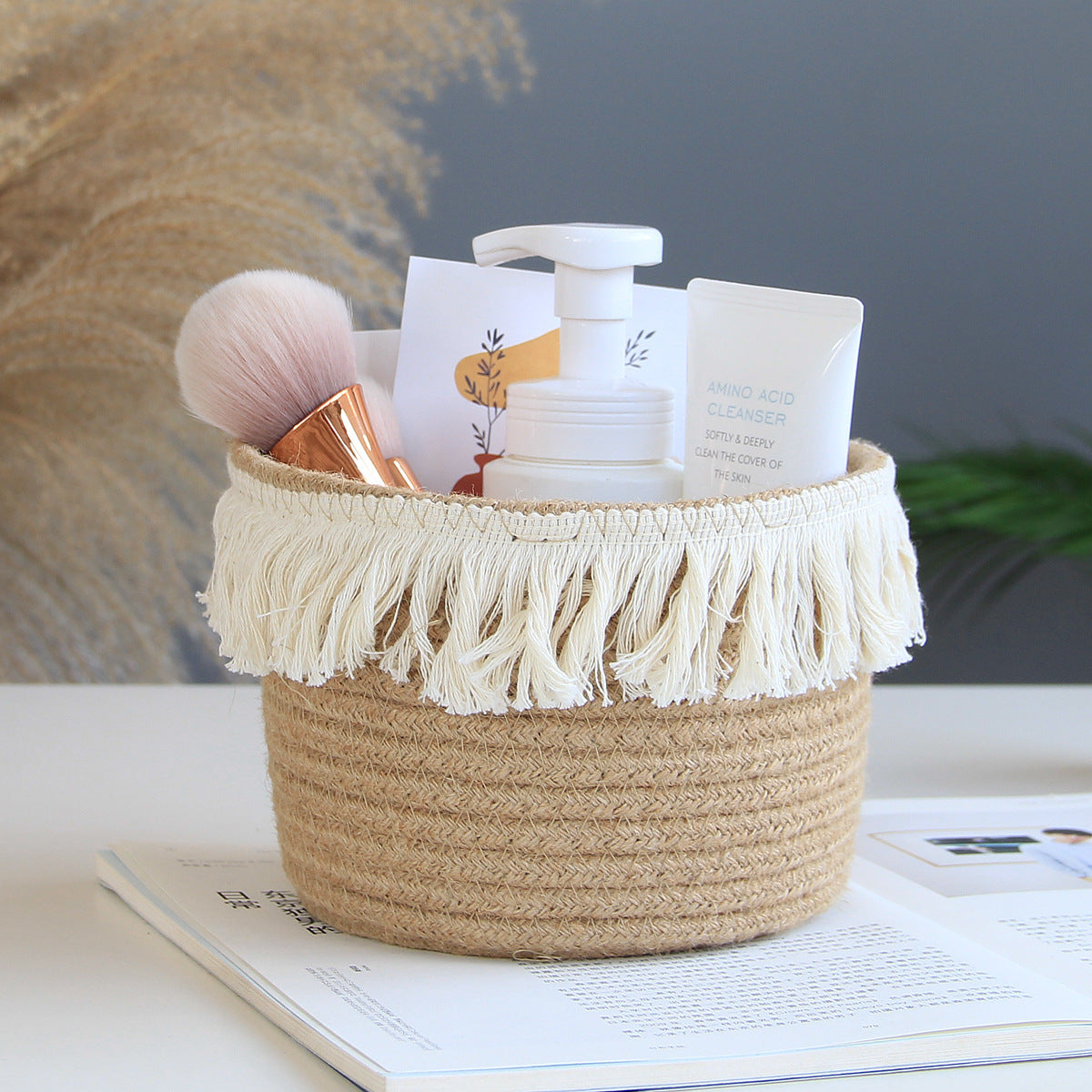 Eco-Friendly Jute Storage Basket for Cosmetics & Home Decor