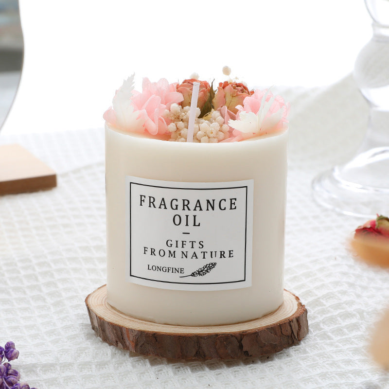 Romantic Dried Flower Decor Candle – 330 g Soy Wax Jar