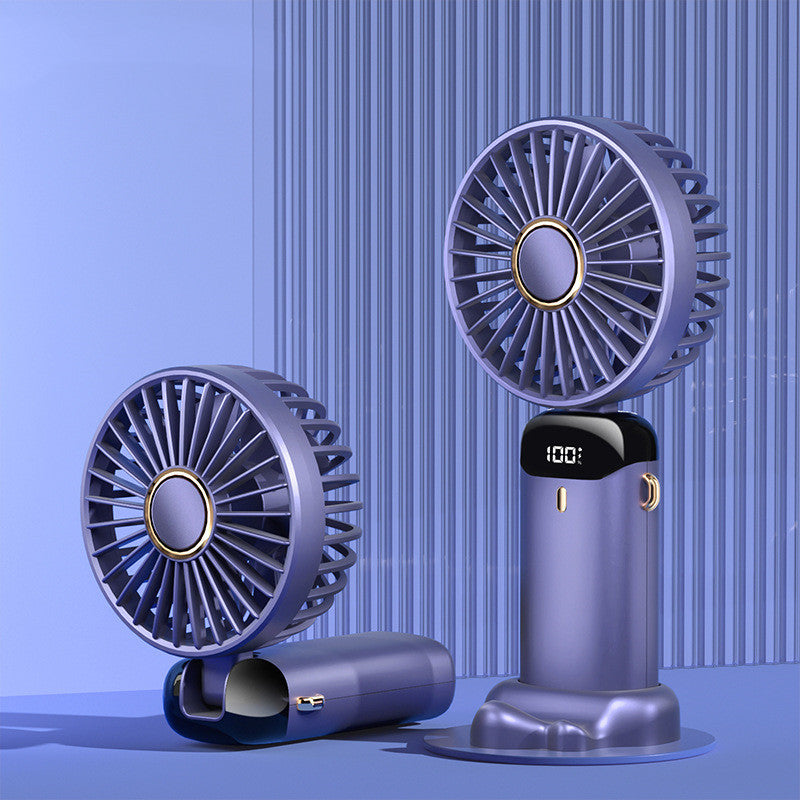 USB Rechargeable Foldable Handheld & Neck Fan – 5‑Speed Mini Air Cooler