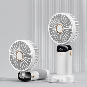 USB Rechargeable Foldable Handheld & Neck Fan – 5‑Speed Mini Air Cooler