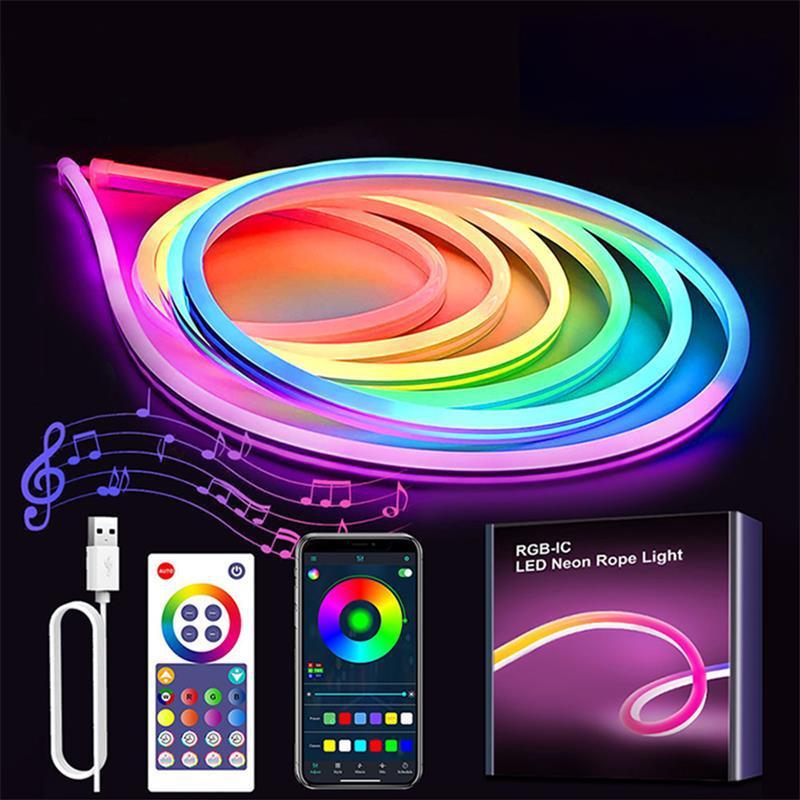 Smart Neon LED Rope Strip with App & Voice Control – 16.4 ft, Music Sync