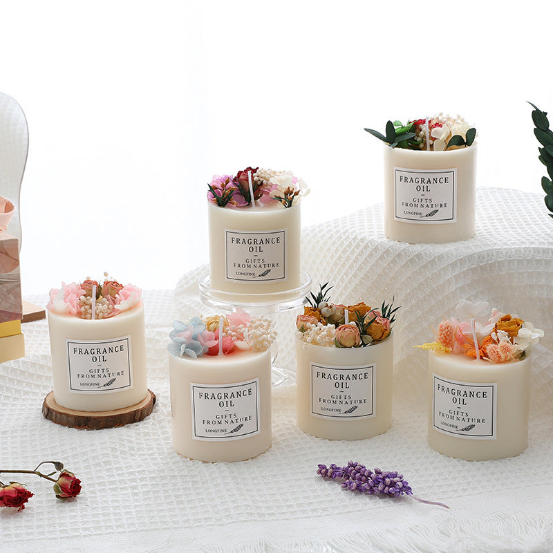 Romantic Dried Flower Decor Candle – 330 g Soy Wax Jar
