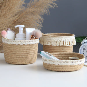Eco-Friendly Jute Storage Basket for Cosmetics & Home Decor