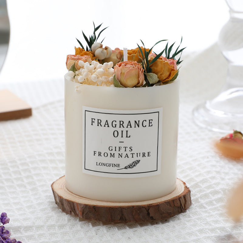 Romantic Dried Flower Decor Candle – 330 g Soy Wax Jar