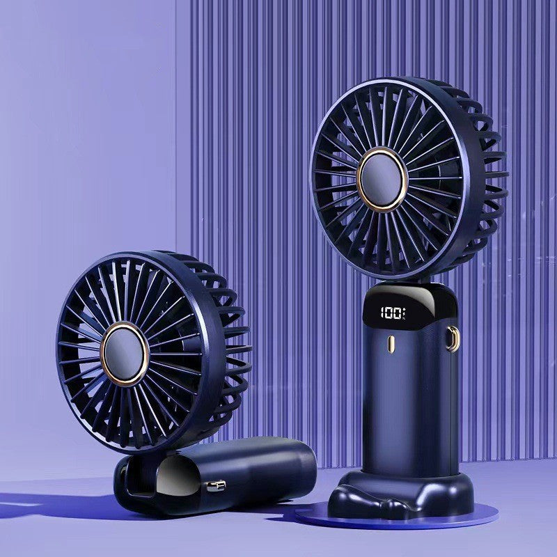 USB Rechargeable Foldable Handheld & Neck Fan – 5‑Speed Mini Air Cooler