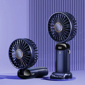 USB Rechargeable Foldable Handheld & Neck Fan – 5‑Speed Mini Air Cooler