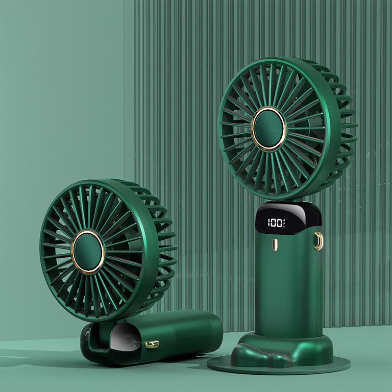 USB Rechargeable Foldable Handheld & Neck Fan – 5‑Speed Mini Air Cooler