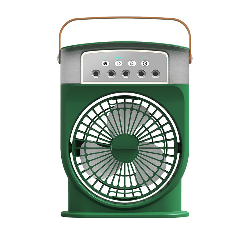 Portable USB Misting Air Cooler Fan – 5‑Spray Adjustable, 600 mL Tank & 7‑Color