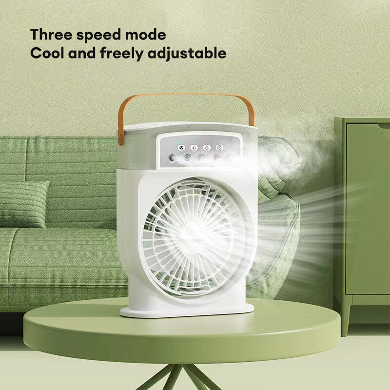 Portable USB Misting Air Cooler Fan – 5‑Spray Adjustable, 600 mL Tank & 7‑Color