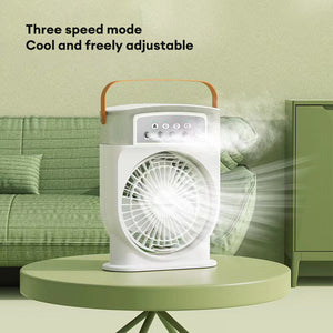 Portable USB Misting Air Cooler Fan – 5‑Spray Adjustable, 600 mL Tank & 7‑Color