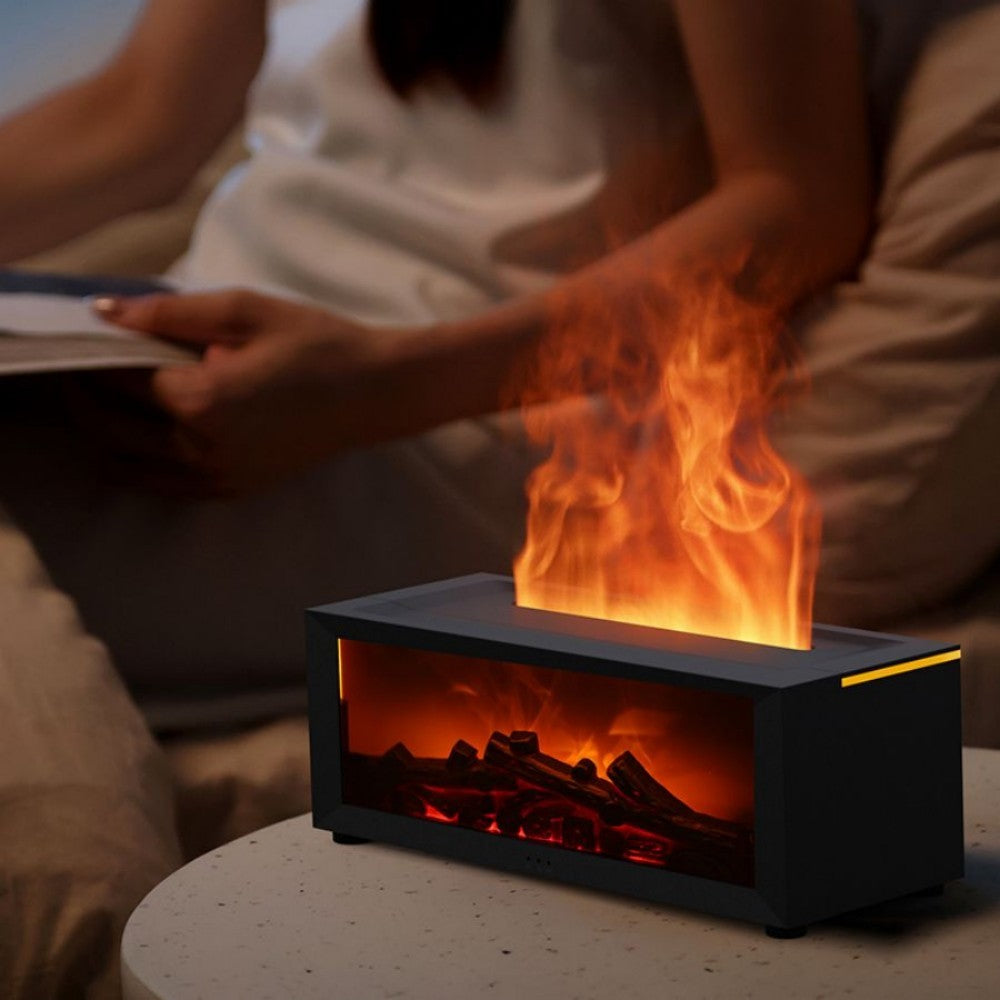 Fireplace Simulation Flame Aromatherapy Diffuser & Humidifier – 3D Flame Effect, 150 ml