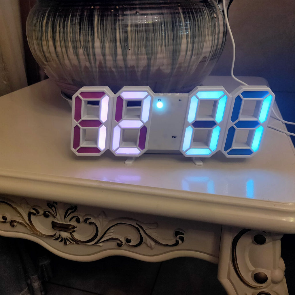 Large LED Digital Wall Clock – Time, Date, Temp Display, Alarm