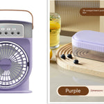 Portable USB Misting Air Cooler Fan – 5‑Spray Adjustable, 600 mL Tank & 7‑Color