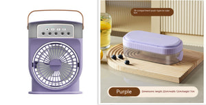 Portable USB Misting Air Cooler Fan – 5‑Spray Adjustable, 600 mL Tank & 7‑Color