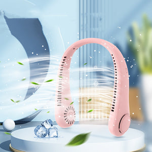 Rechargeable Bladeless Hanging Neck Fan – Hands‑Free Mini USB Fan for Outdoor