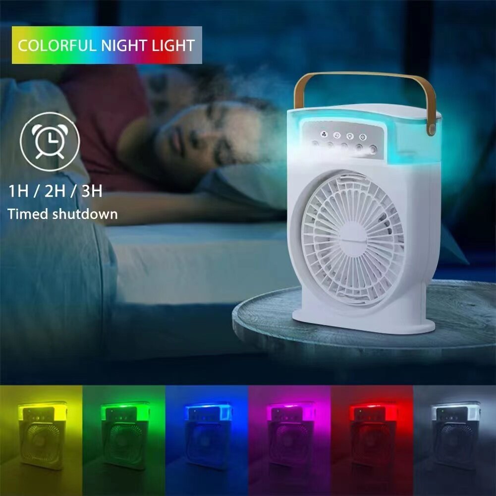 Portable USB Misting Air Cooler Fan – 5‑Spray Adjustable, 600 mL Tank & 7‑Color