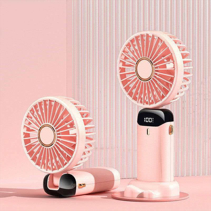 USB Rechargeable Foldable Handheld & Neck Fan – 5‑Speed Mini Air Cooler