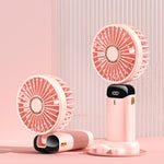 USB Rechargeable Foldable Handheld & Neck Fan – 5‑Speed Mini Air Cooler