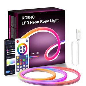 Smart Neon LED Rope Strip with App & Voice Control – 16.4 ft, Music Sync