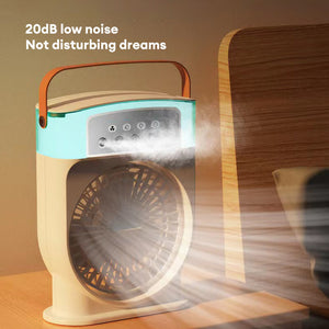 Portable USB Misting Air Cooler Fan – 5‑Spray Adjustable, 600 mL Tank & 7‑Color
