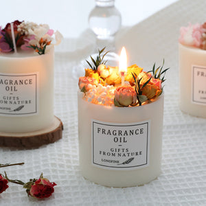 Romantic Dried Flower Decor Candle – 330 g Soy Wax Jar
