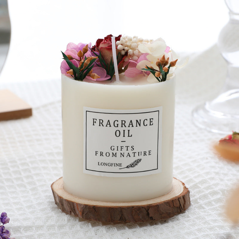 Romantic Dried Flower Decor Candle – 330 g Soy Wax Jar